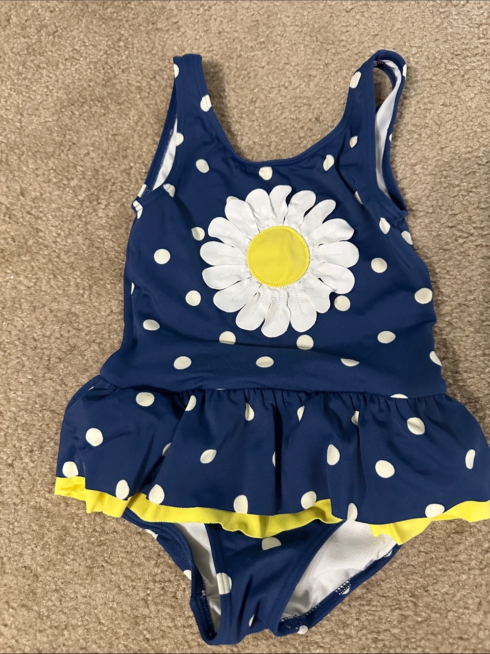 Mini Boden Navy Polka Dot One-Piece